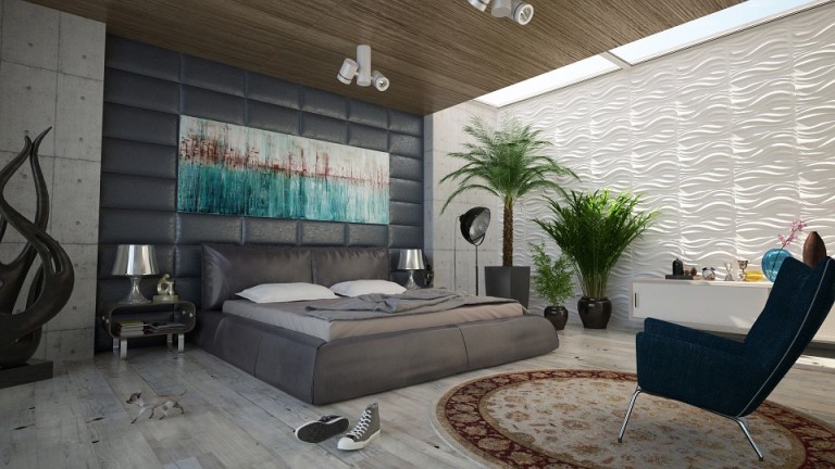 Füme Rengi ile Dekore Edilmiş Modern Yatak Odası