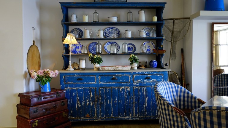 Çivit Mavisi Vintage Yemek Odası